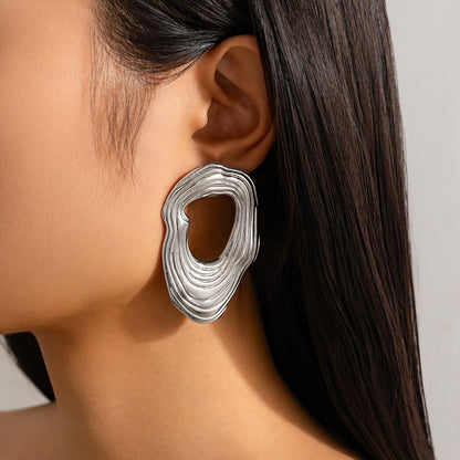 Liquid Irregular Ruched Flower Earrings