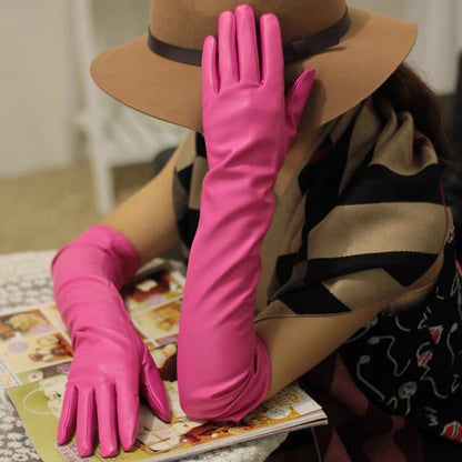 Long Opera Faux Leather Cosplay Evening Gloves