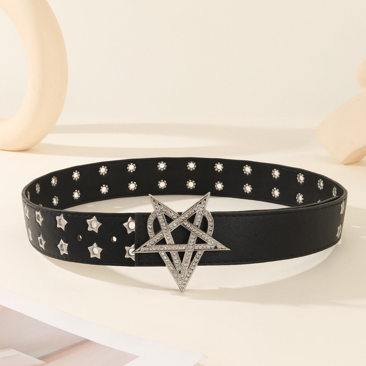 Punk Star Rhinestone Studded Hollow Belt