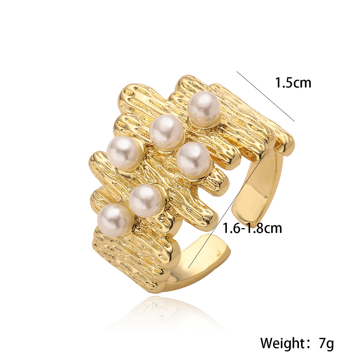 Irregular Pearl Ring Gold Plated Geometric Ring