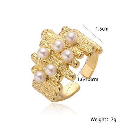 Irregular Pearl Ring Gold Plated Geometric Ring