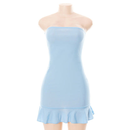Summer Solid Color Pullover Sleeveless off-Shoulder High Waist Sheath Women Clothing Dress