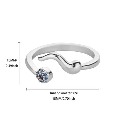 Wavy Evil Eye Open Geometric Zirconia Ring