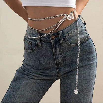 Layered Metal Butterfly Waist Chain