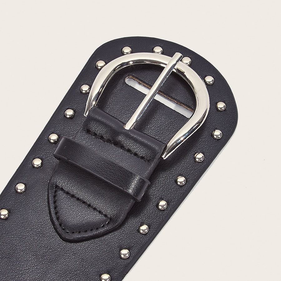 Grunge Studded Asymmetrical Distressed Belt