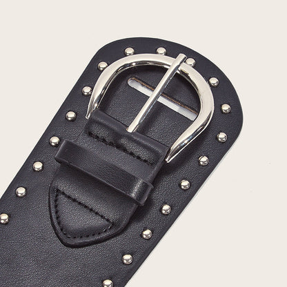 Grunge Studded Asymmetrical Distressed Belt