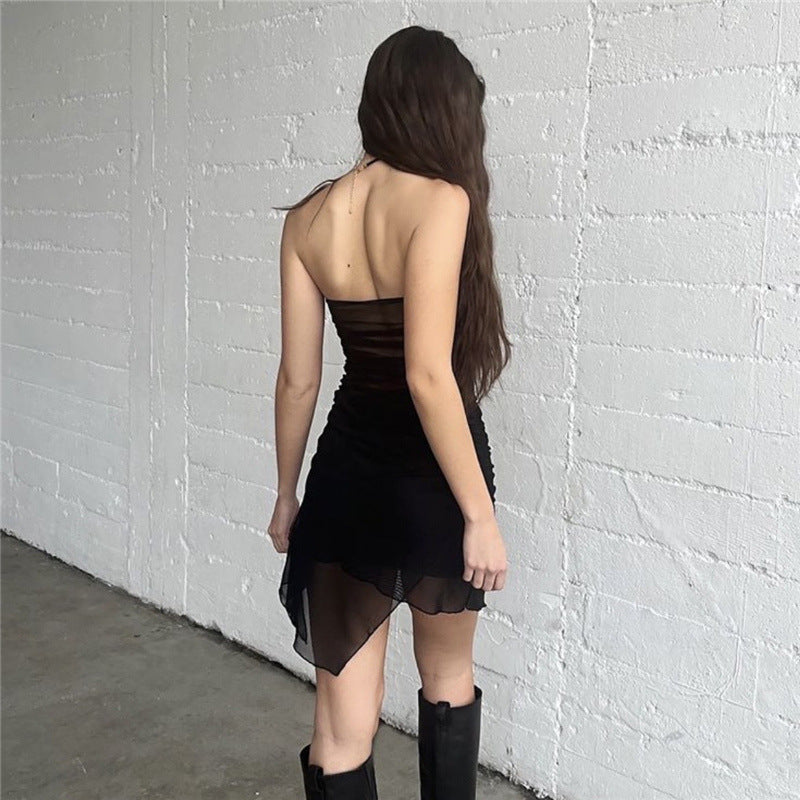 Summer Women Clothing Sexy Chest Backless Solid Color Slim Sheath Dress