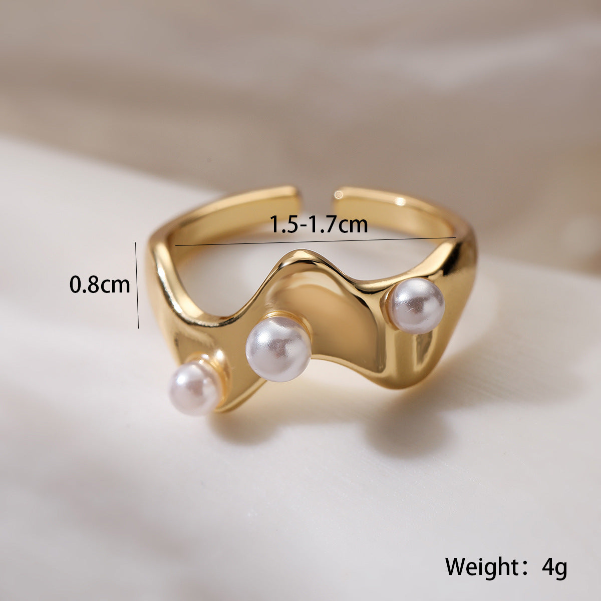 Irregular Pearl Ring Gold Plated Geometric Ring