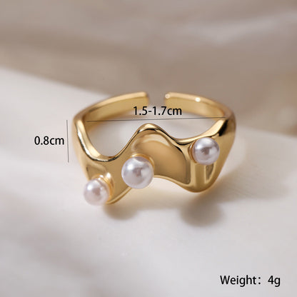 Irregular Pearl Ring Gold Plated Geometric Ring