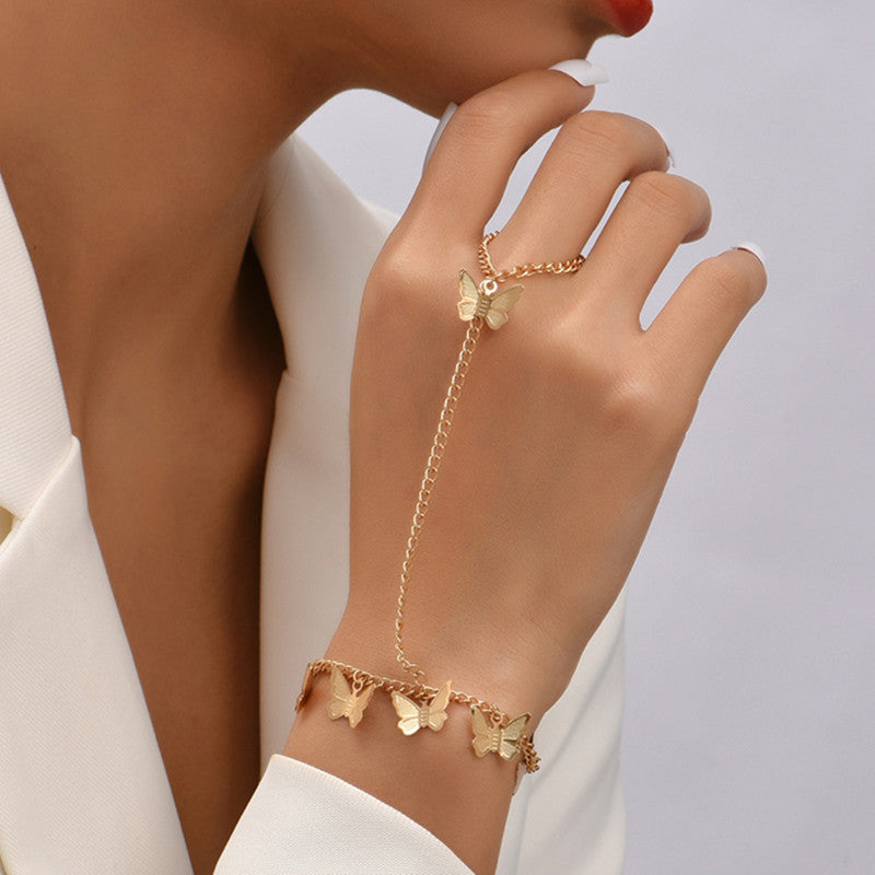 Heart Charm Hand Back Chain Finger Bracelet