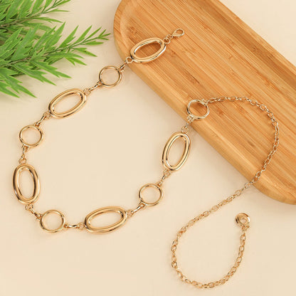 Geometric Hollow Circle Metal Waist Chain
