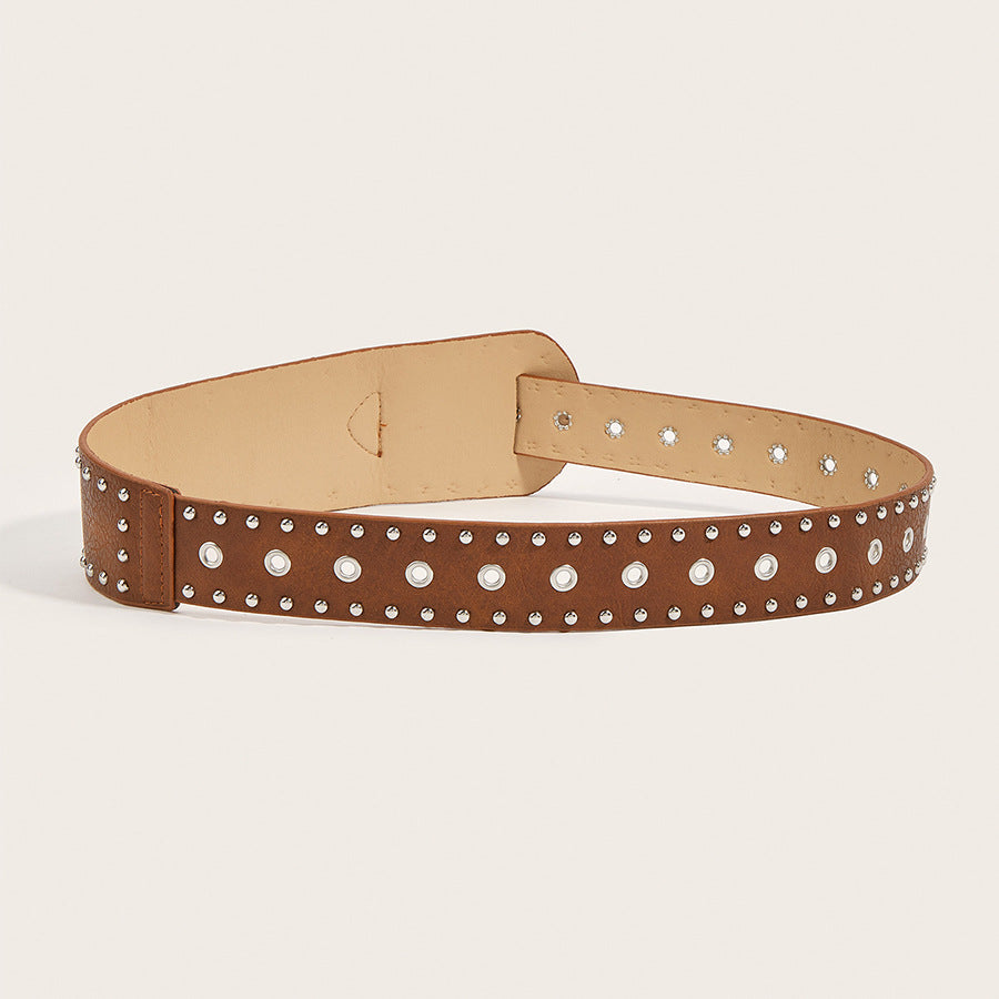 Grunge Studded Asymmetrical Distressed Belt