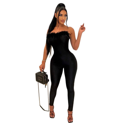 Summer Women Clothing Sexy Tight Wrapped Chest Jumpsuit Trousers for Women