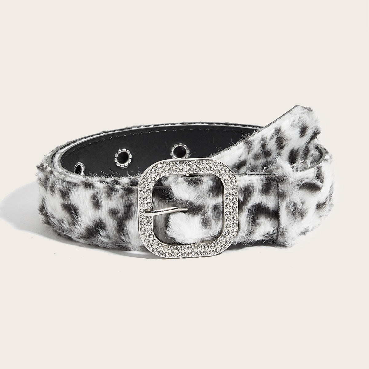 Leopard Soft Fabric Faux Fur Wide Belt