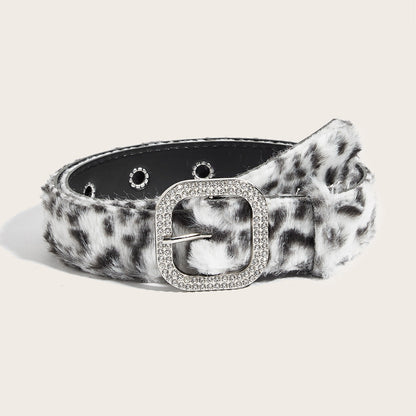 Leopard Soft Fabric Faux Fur Wide Belt