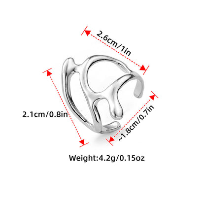 Hollow Geometric Irregular Open Knuckle Ring