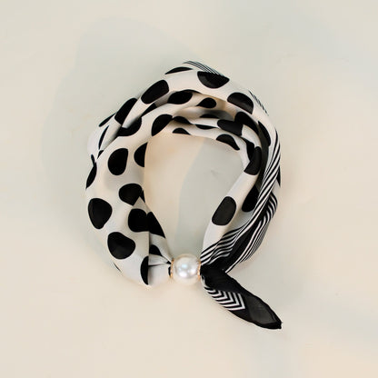 Polka Dot Pearl Magnetic Buckle Neck Scarf