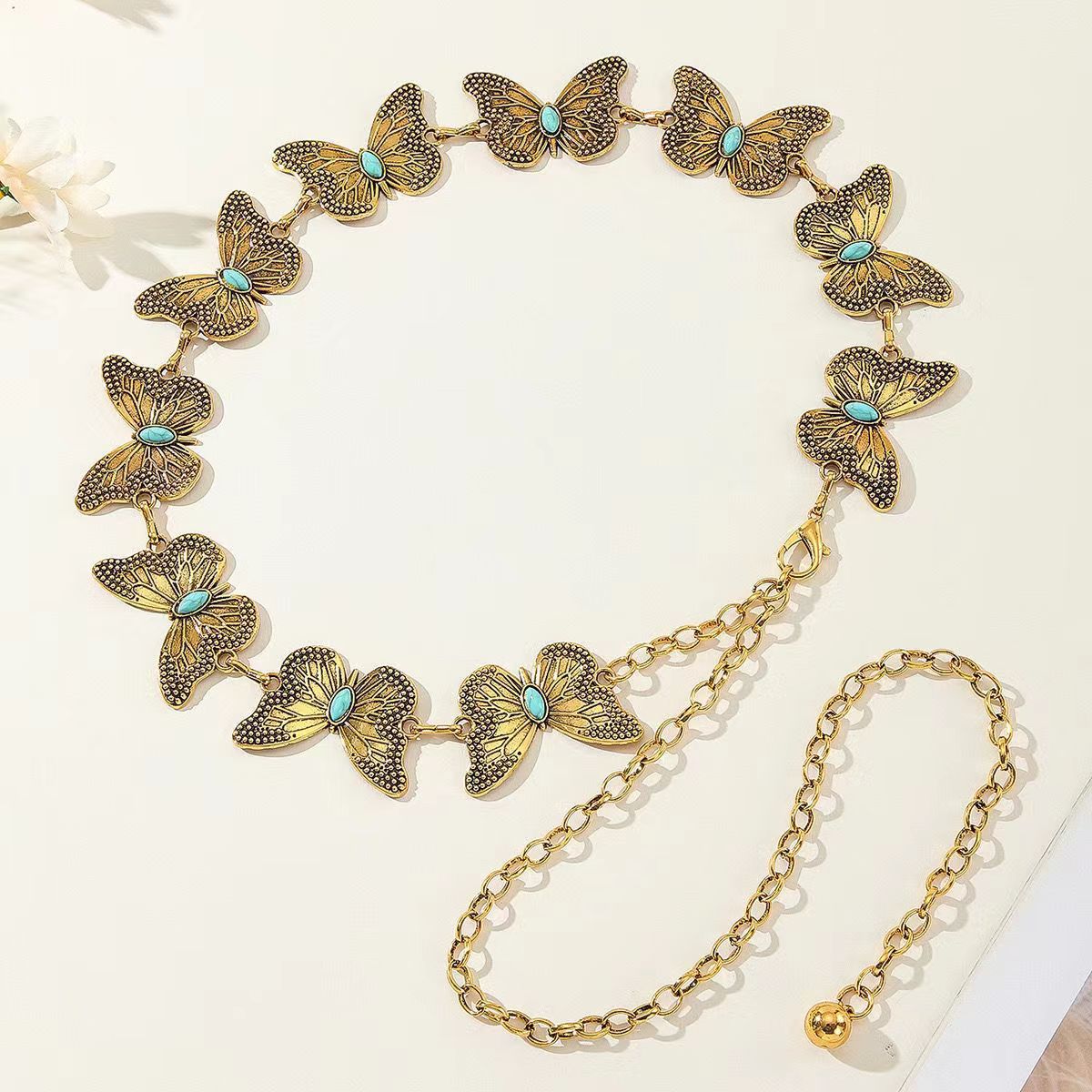 Turquoise Butterfly Metal Waist Chain