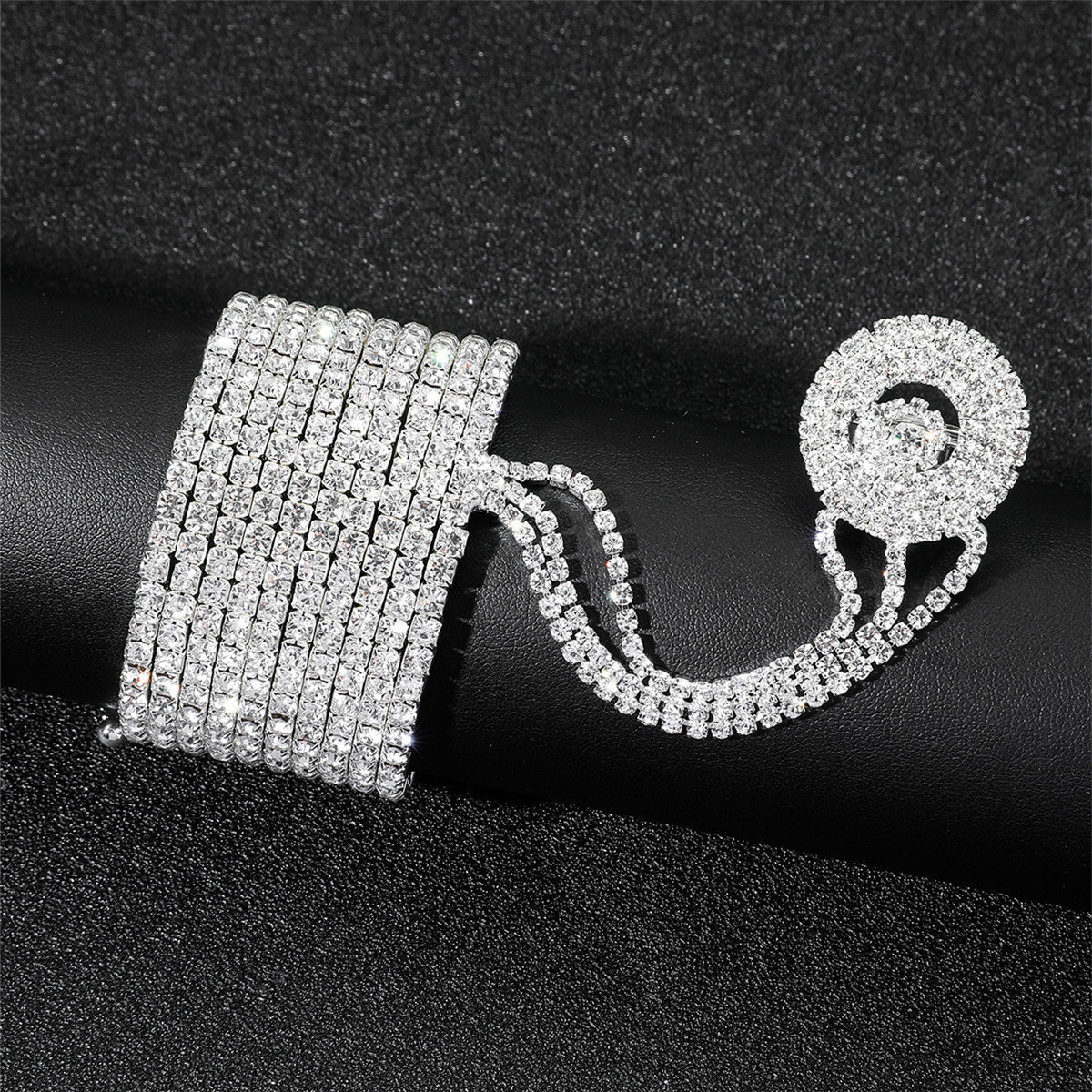 Multi Layer Rhinestone Stretch Finger Bracelet