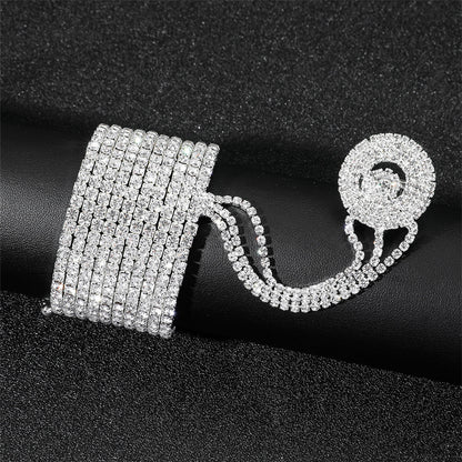 Multi Layer Rhinestone Stretch Finger Bracelet