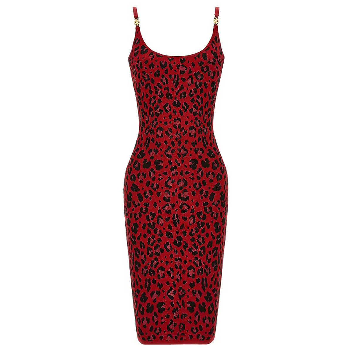 Summer Socialite Quality Leopard Print Fil Lumiere Weave Sleeveless Sling Dress