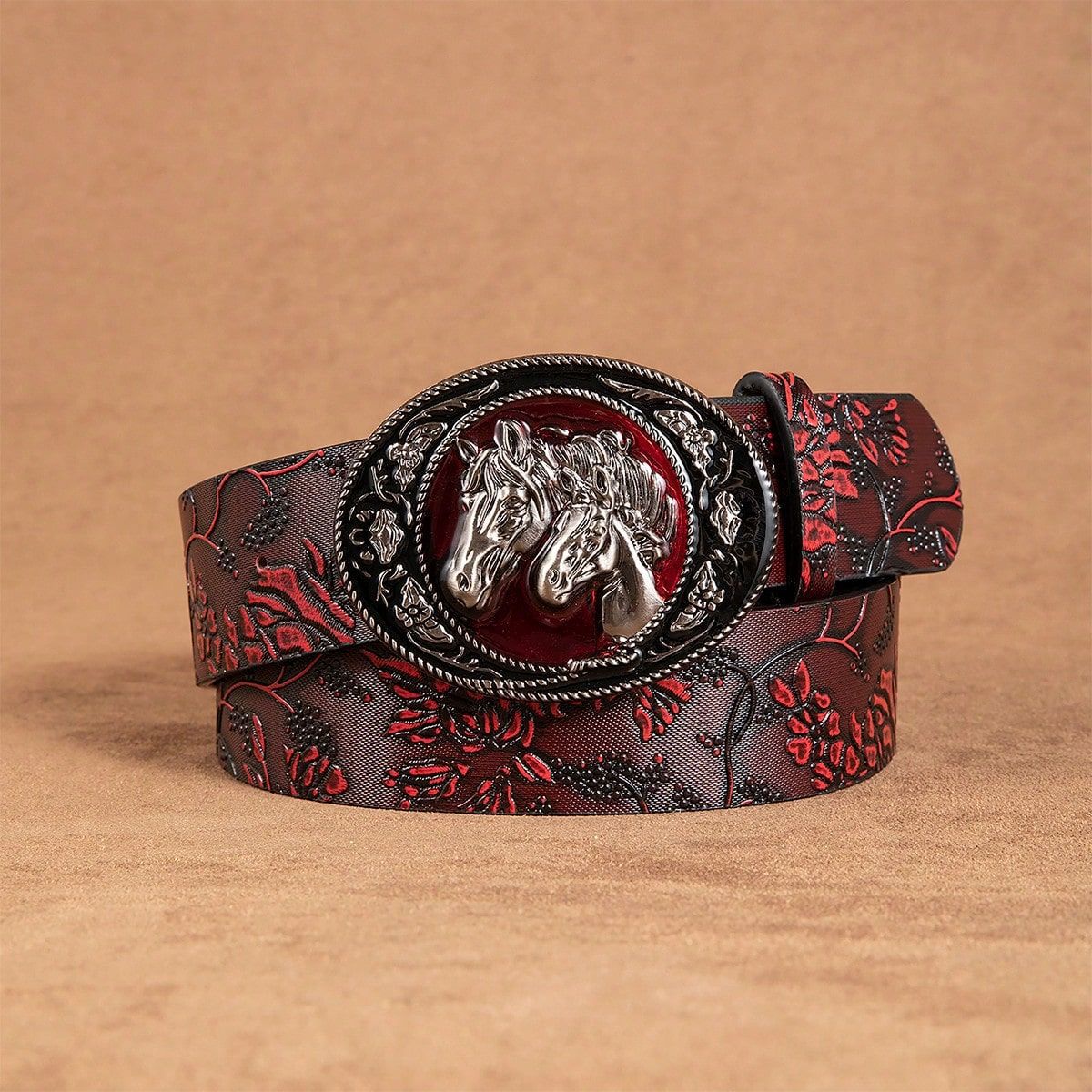 Wild Horse Buckle Embossed Belt