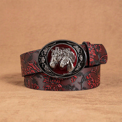 Wild Horse Buckle Embossed Belt