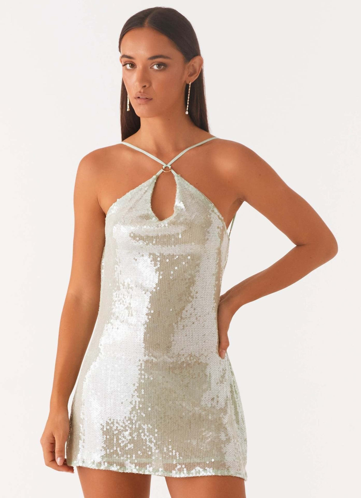 Halter Backless Sleeveless Sequin Dress