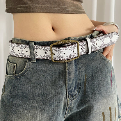 Vintage Embossed Leather Waist Belt