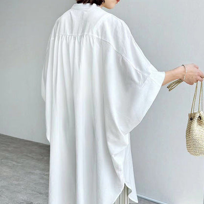 Summer Casual Women Shirt Fashionable All Match Black White Solid Color Loose Comfortable Breathable Short Sleeve Top for Women