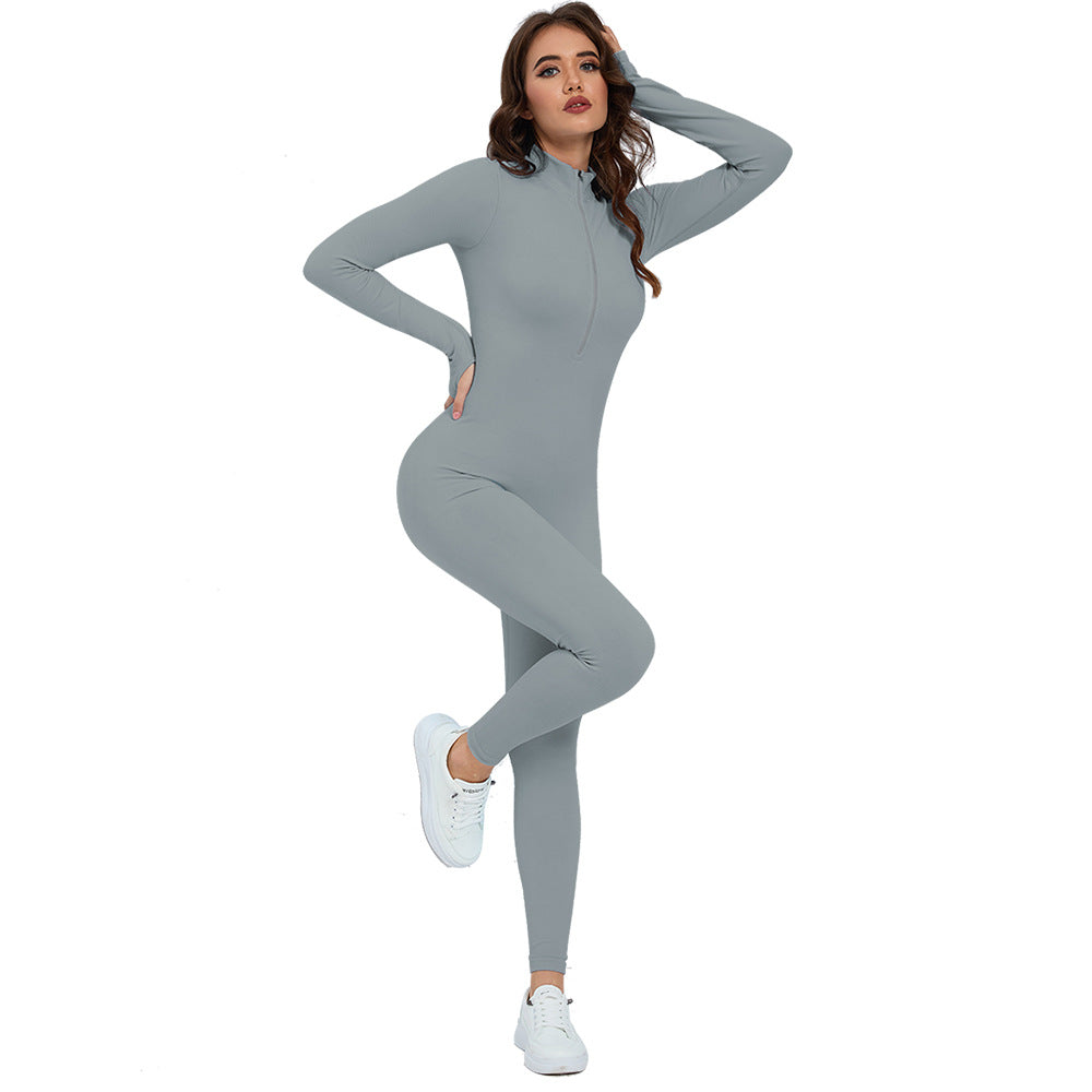 Sports Yoga Bodysuit Long Sleeve Seamless Skinny Running Casual Hip Lifting One Piece Yoga Clothes