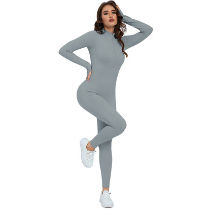 Sports Yoga Bodysuit Long Sleeve Seamless Skinny Running Casual Hip Lifting One Piece Yoga Clothes