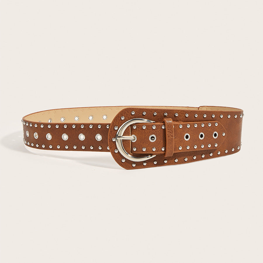 Grunge Studded Asymmetrical Distressed Belt