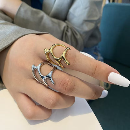 Hollow Geometric Irregular Open Knuckle Ring