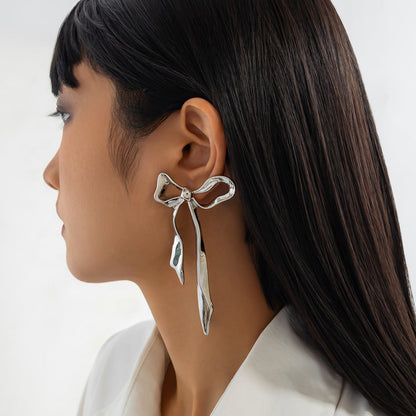 Liquid Irregular Ruched Bow Earrings