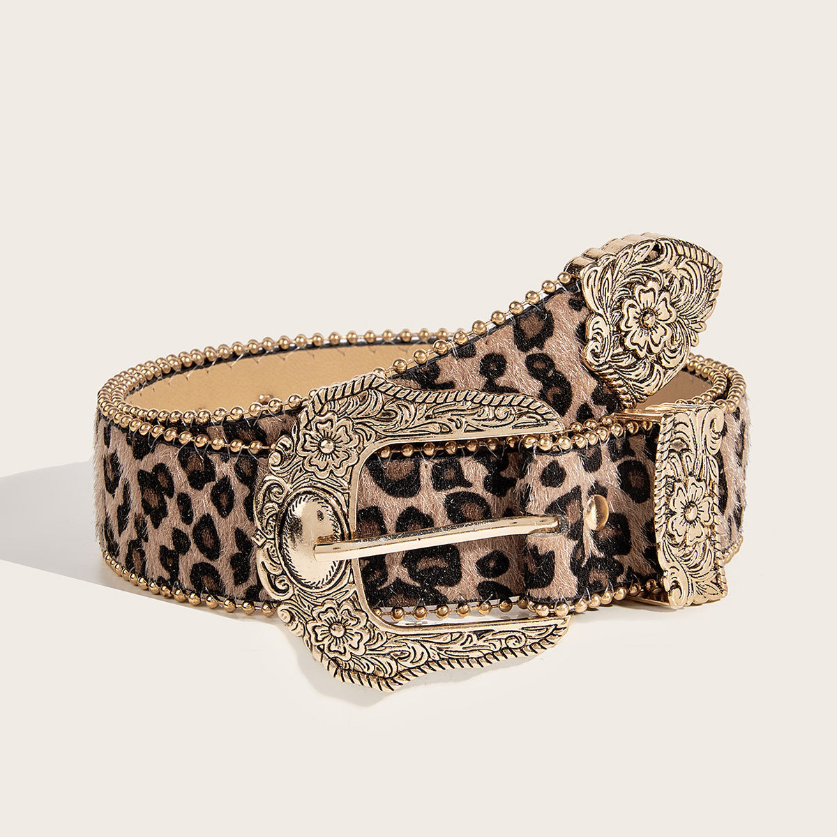 Vintage Animal Print Statement Buckle Belt