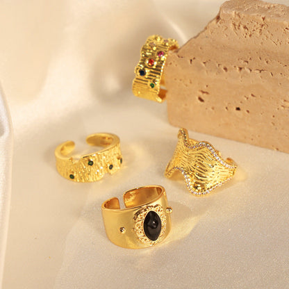 Vintage Style Copper Zirconia Open Ring