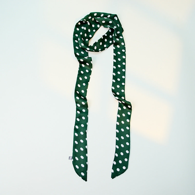 Polka Dot Long Thin Neck Bag Wrap Scarf