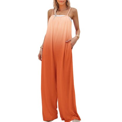Summer Women Clothing Casual Loose Sleeveless High Waist Jumpsuit