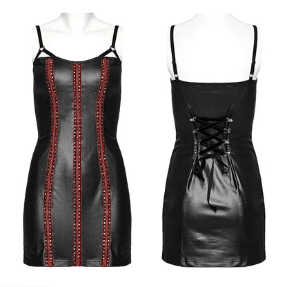 Rivet Webbing Slim Fit Adjustable Party Club Mini Gothic Dress
