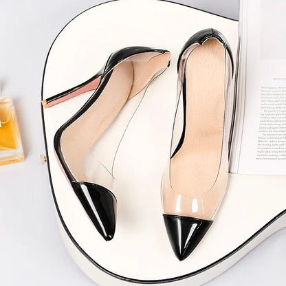 Patent Leather Transparent Versatile Elegant Single High Heel