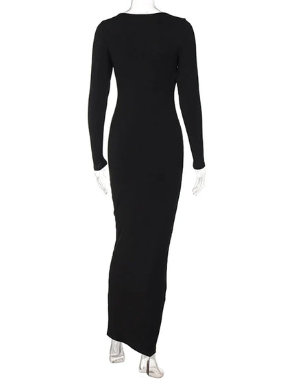 Ribbed Solid Square Neck Fall Evening Elegant Mit Midi Dresses