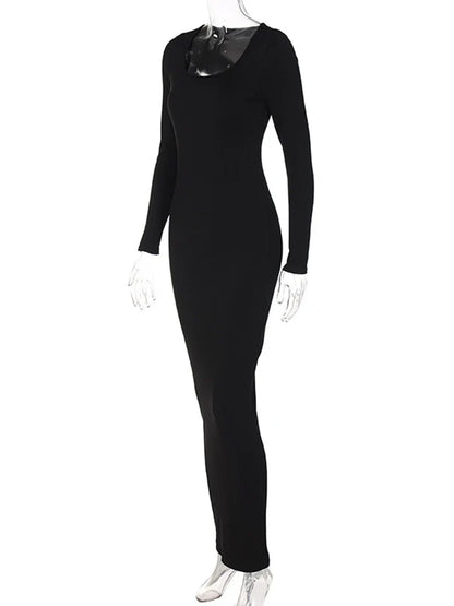 Ribbed Solid Square Neck Fall Evening Elegant Mit Midi Dresses