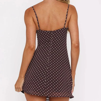 Spaghetti Strap Sweetheart Bustier Polka Dot Bodycon Mini Dress