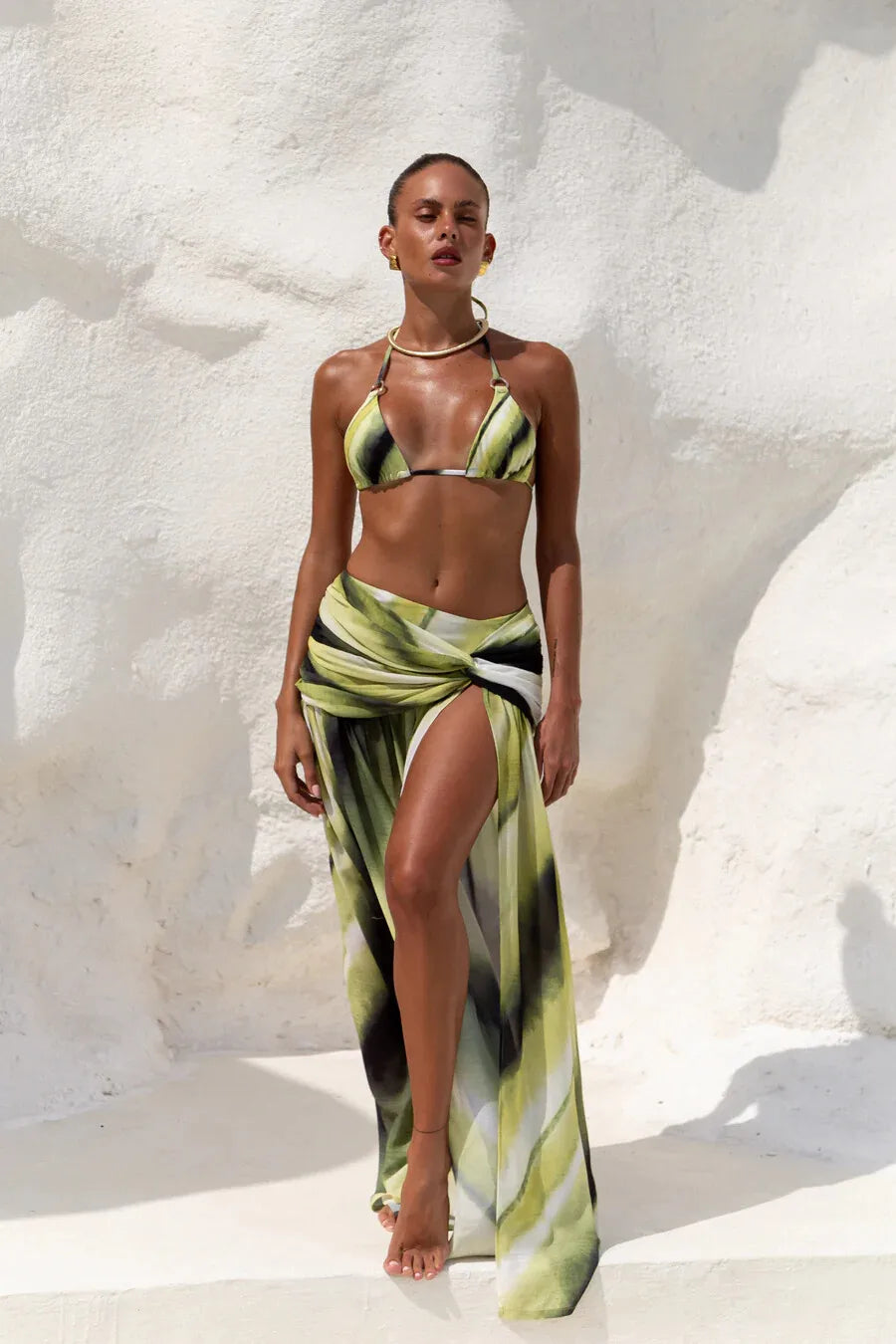 Lace-up Cover Up Thong Three Piece Swim Sets