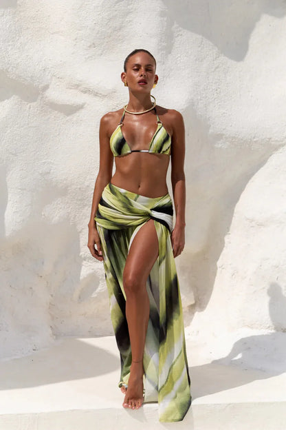 Lace-up Cover Up Thong Three Piece Swim Sets