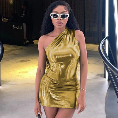Glitter Sleeveless Slim Mini Party Dress