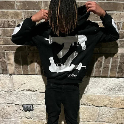Printed Gothic Streetwear Hoodie