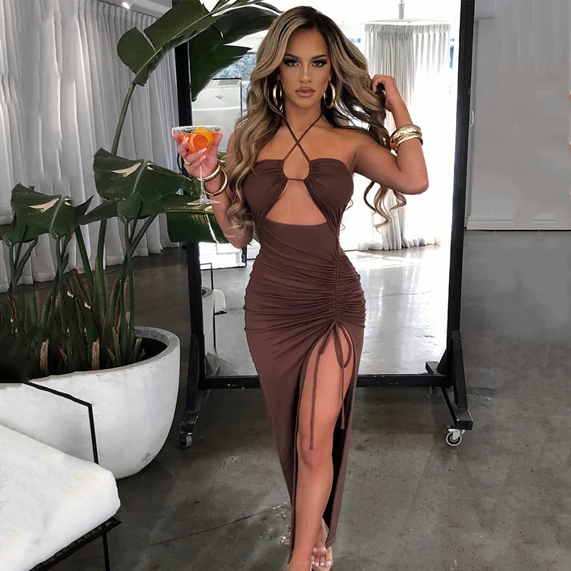 Sleeveless Backless Slim Midi Dress