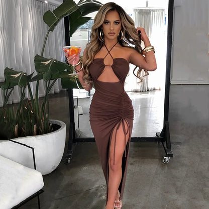 Sleeveless Backless Slim Midi Dress
